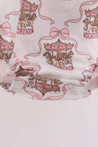 Pink carousel print ruffle bubble