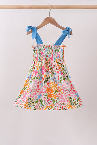 Summer floral print smocked mom&me dress