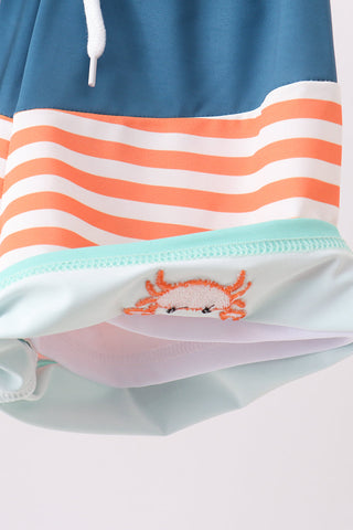 Crab embroidery swim trunks