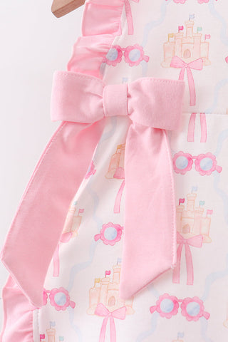Pink bow castle ruffle bloomer set