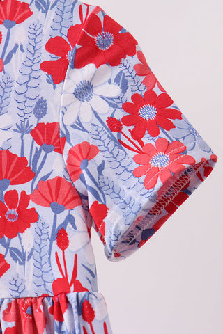 Blue Floral Bamboo Dress