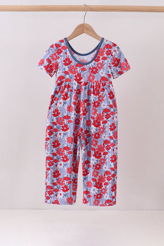 Blue Floral Bamboo Jumpsuit