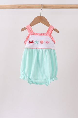 Green Marine Embroidered Jacquard Bubble