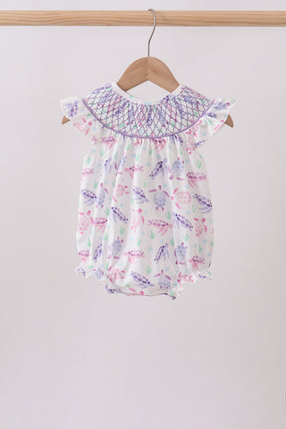Purple Sea Turtle Smocked Bubble