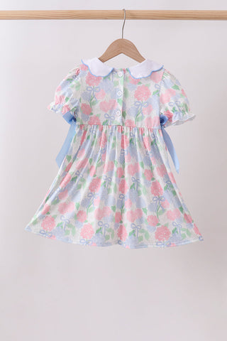 Blue Hydrangea Smocked Pearl Dress