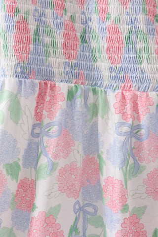 Blue Hydrangea Smocked Women Dress