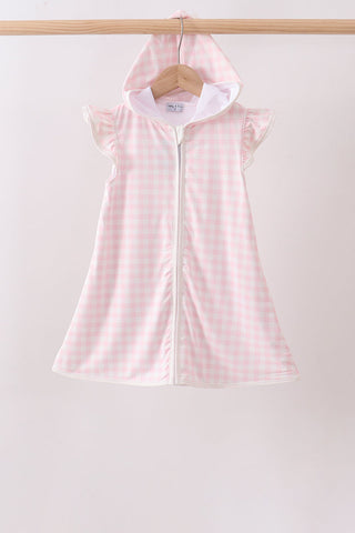Pink Plaid UPF Swim Coverup