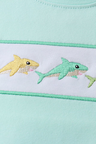 Blue Shark Embroidered Set