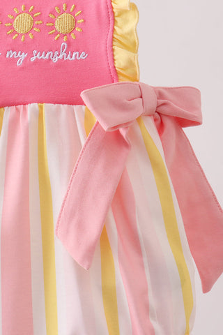 You're my sunshine Stripe Embroidered Bow Bubble