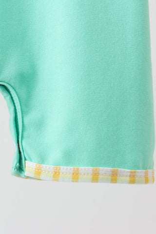 Mint Honey Bear Embroidered Romper