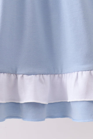 Blue Apple Embroidered Dress