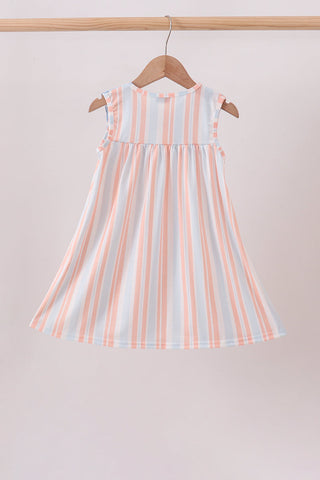 Seashell Stripe Embroidered Dress