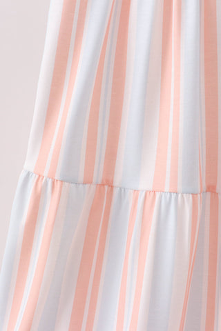 Multicolored Stripe Smocked Tiered Women Dress