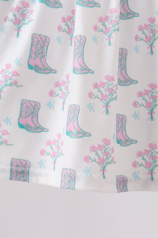 Blue Boots Print Bloomer Set