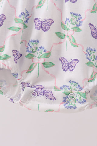 Purple Butterfly Applique Ruffle Bubble
