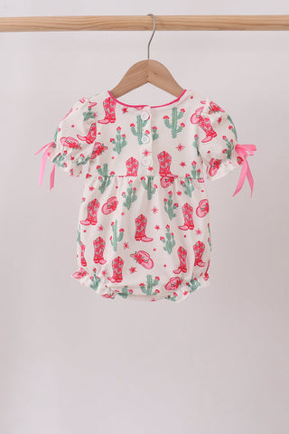 Pink Boots Smocked Bubble