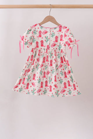 Pink Boots Smocked Dress