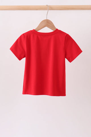 Red ABC Embroidered Top
