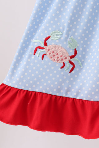 Blue Crab Applique Dress