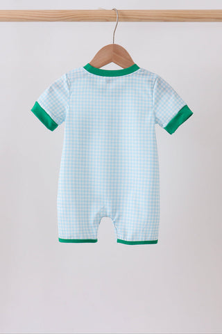 Green grid pocket romper