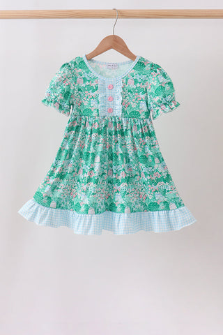 Green house floral Ruffle Dress