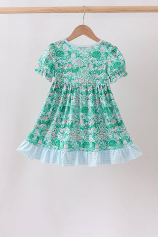 Green house floral Ruffle Dress