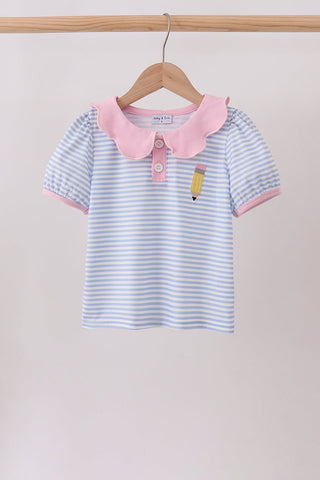 Purple Stripe Pencil Embroidered Top