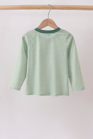 Teal Stripe Pocket top