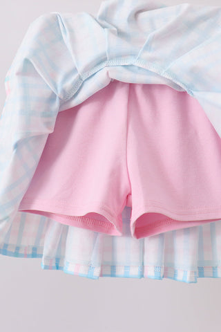 Pink Crocodile Smocked Skorts Set