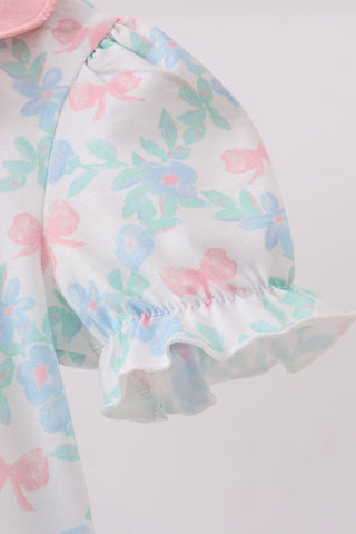 Pink Floral Bow Print Bubble