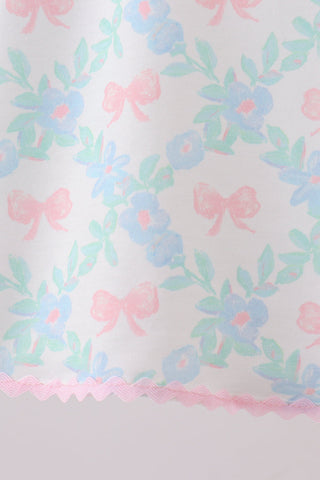 Pink Floral Bow Print Bloomer Set