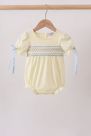 Cream smocked bubble