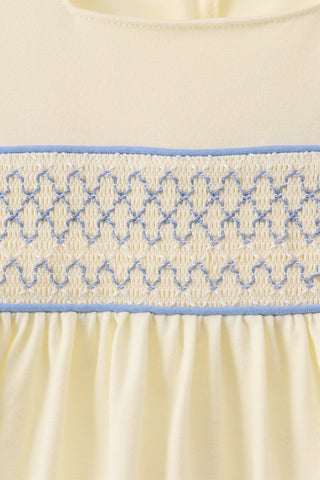 Cream smocked ruffle dress