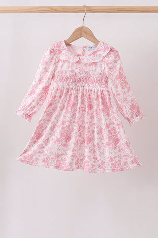 Pink Floral Smocked Dress