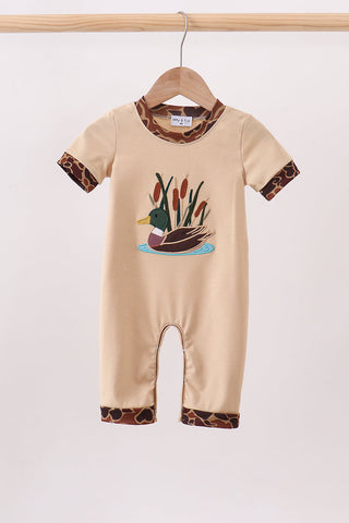 Camouflage duck applique romper