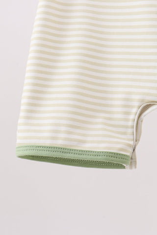 Monster truck embroidery stripe romper
