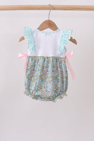 Mint Chicken Applique Ruffle Bubble