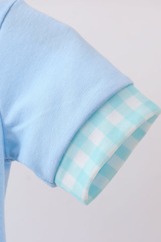 Blue Chicken Applique Bubble