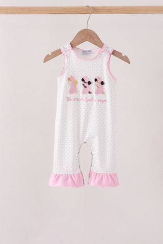 Pink Prayer Embroidery Ruffle Romper