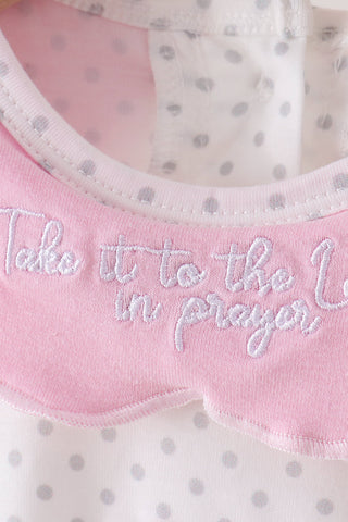Pink Prayer Embroidery Ruffle Bubble