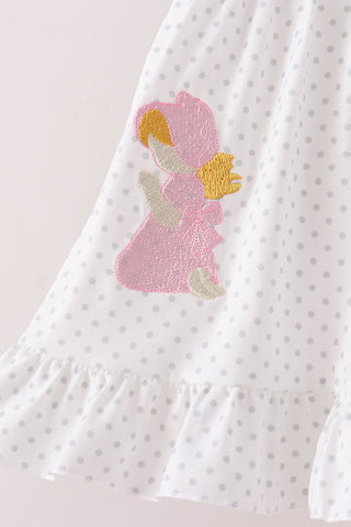 Pink Prayer Embroidery Ruffle Pants Set
