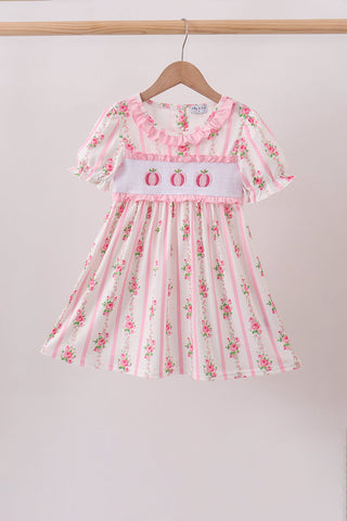 Pink Pumpkin Embroidery Ruffle Dress