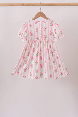 Pink Pumpkin Embroidery Ruffle Dress