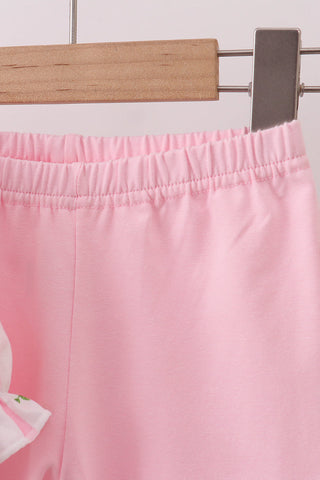 Pink Pumpkin Embroidery Ruffle Pants Set