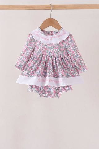 Pink Floral Embroidery Bubble