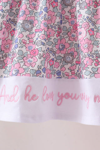 Pink Floral Embroidery Pants Set