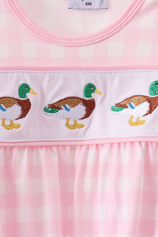 Pink Mallard Embroidery Gown