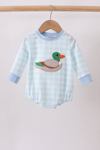 Blue Mallard Applique Gingham Bubble