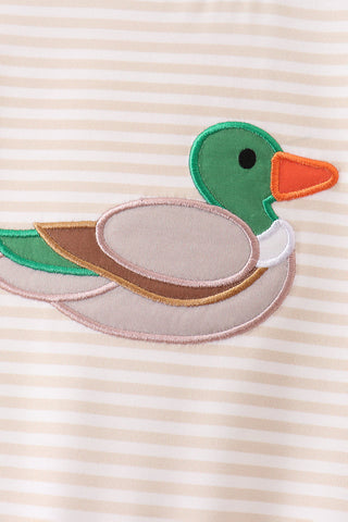 Brown Stripe Mallard Applique Romper