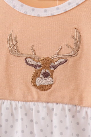 Beige Deer Embroidery Bubble